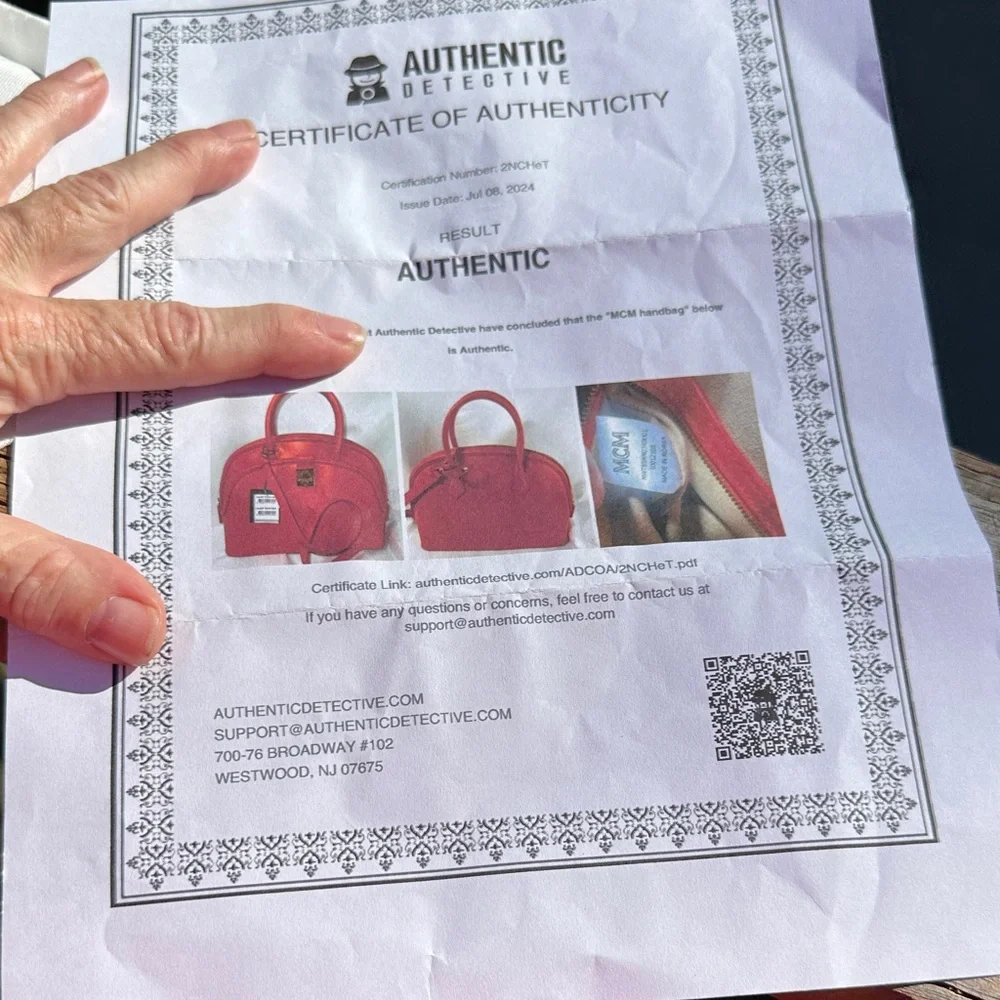 MCM Anna Large Red/Orange NWT Dome Crossbody Satchel COA Full Inclusion - Picture 7 of 12